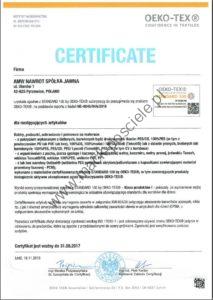 Mack Hurtownia Pościeli Certyfikat