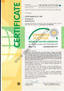 Mack Hurtownia Pościeli Certyfikat